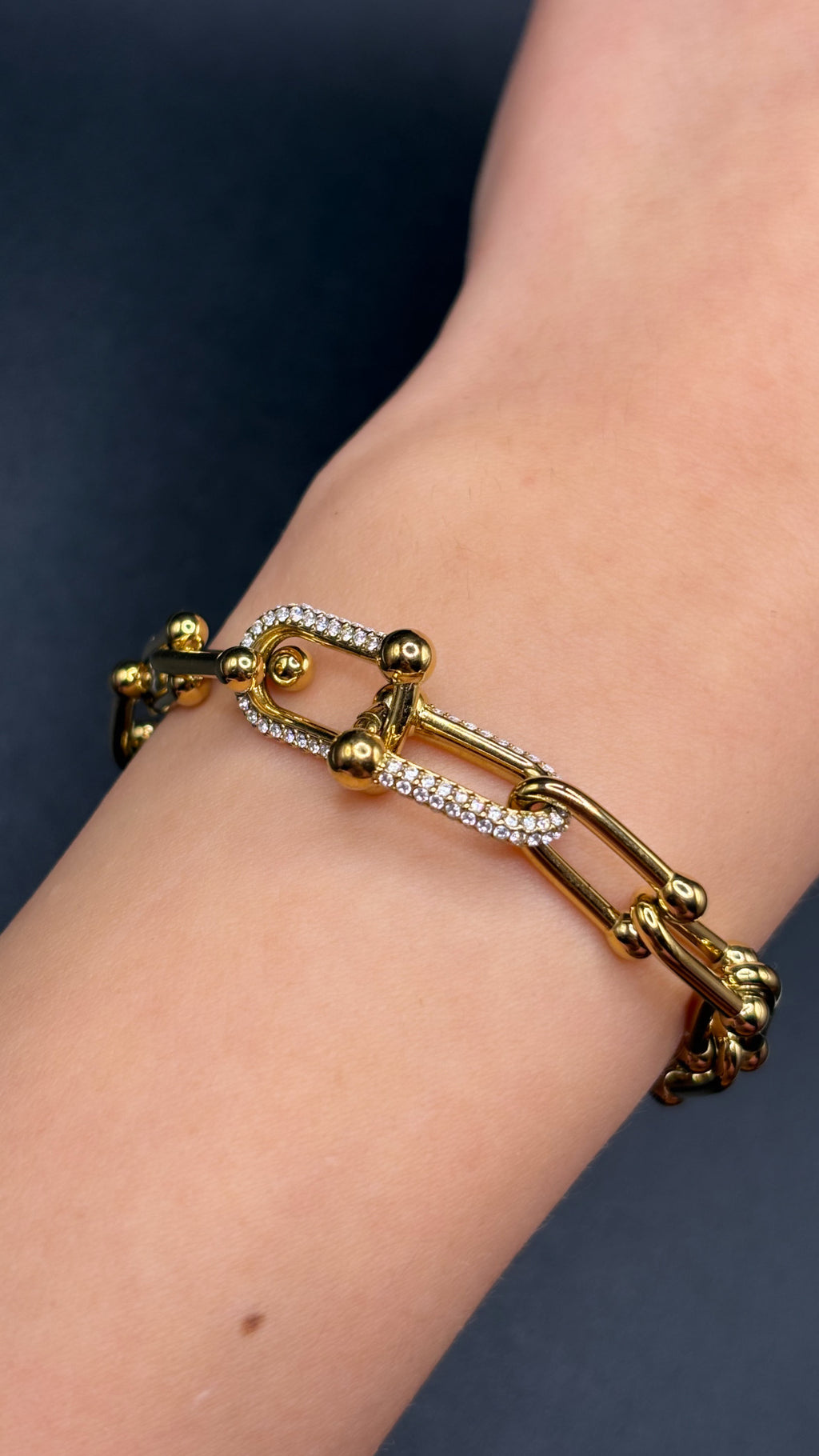 Bracelet Maillon Signature Doré Pavé