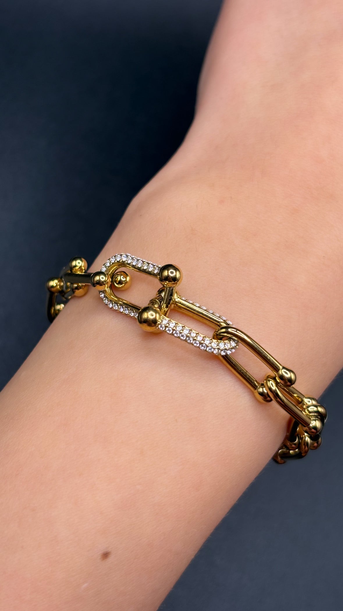 Bracelet Maillon Signature Doré Pavé