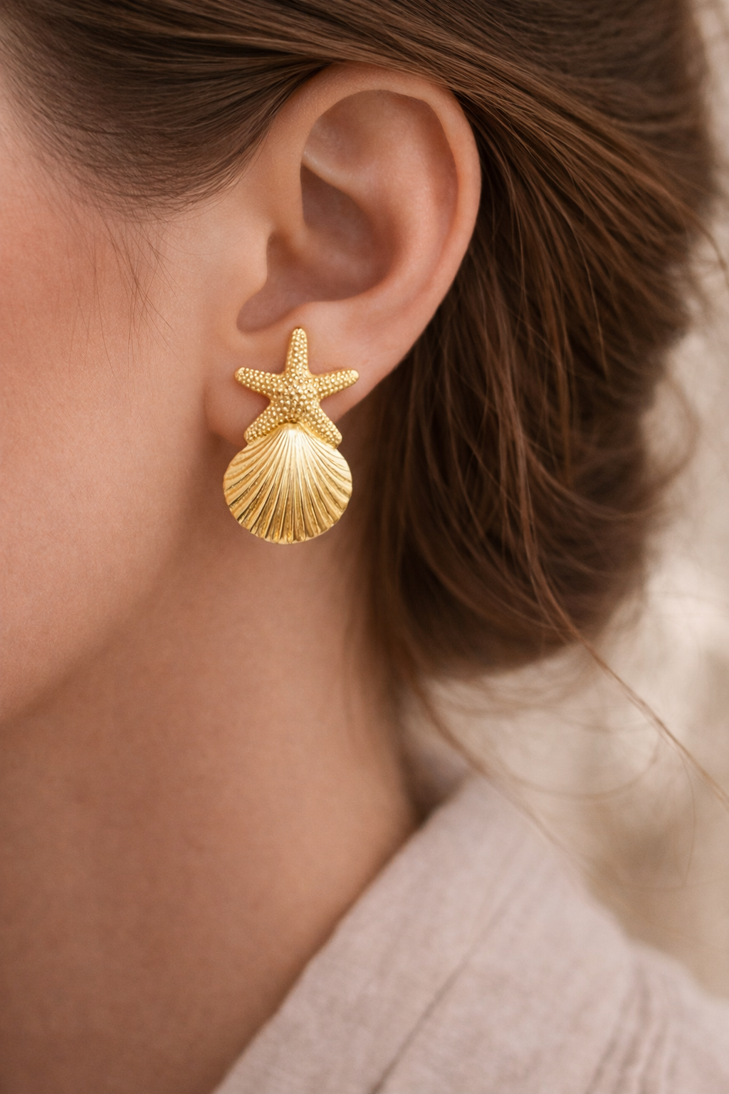 Boucles Étoile & Coquillage Doré