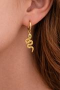 Boucles d’oreilles Serpent Doré – Œil Vert