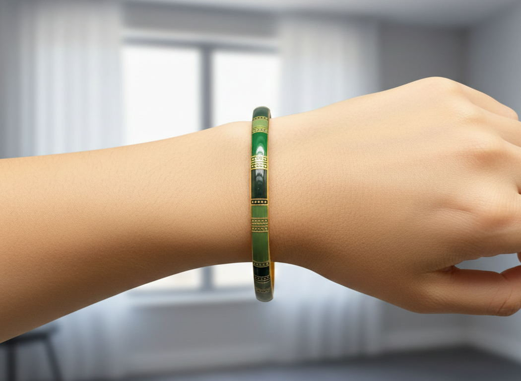 Bracelet Jonc Émeraude Doré