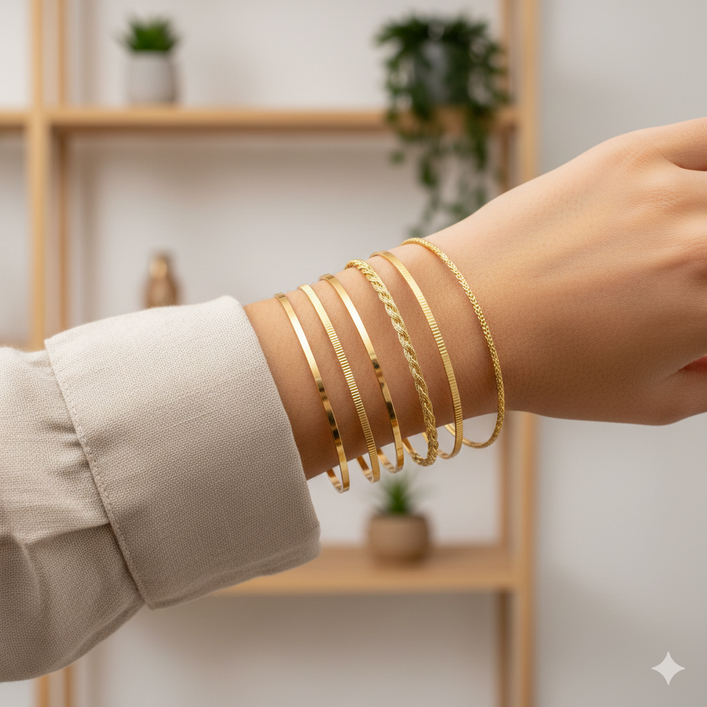 Bracelets Jonc Doré Torsadé – Lot de 4