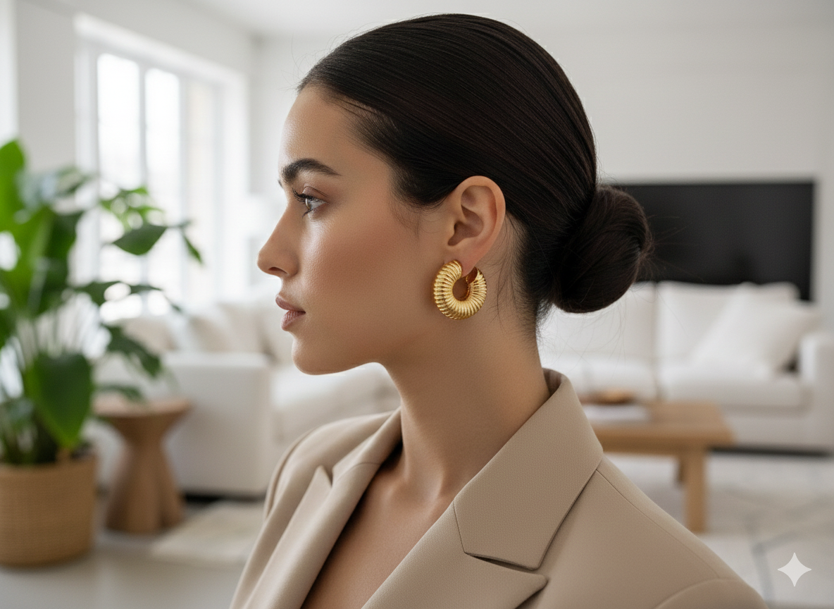 Boucles d’oreilles Créoles Texturées Dorées