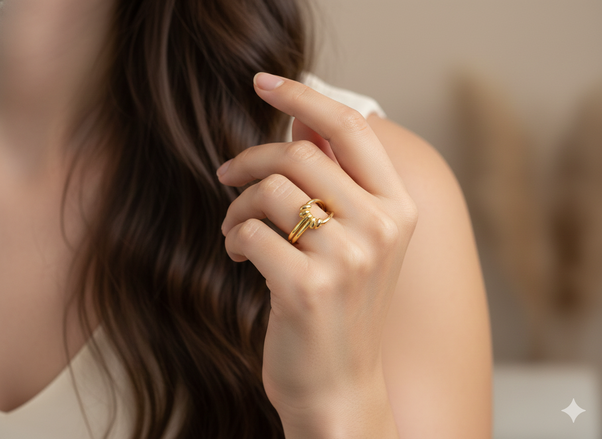 Bague Dorée Entrelacs Ajustable