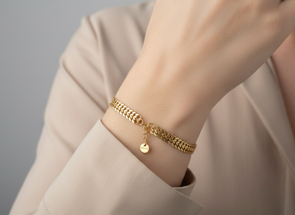 Bracelet Chaîne Dorée Maille Épi