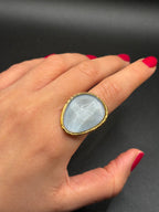 Bague Aura Perle Bleutée