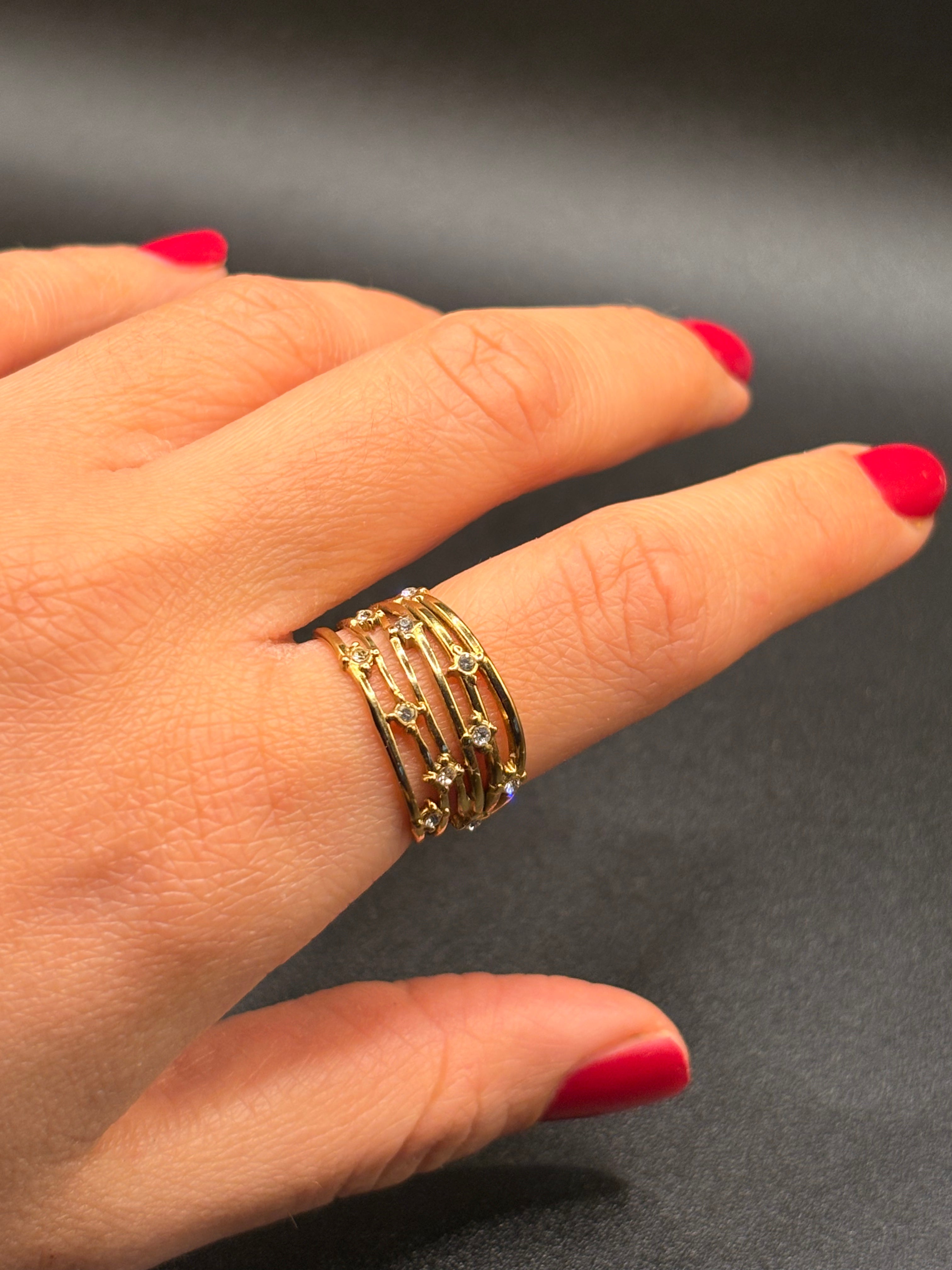 Bague Éclat Doré Multi-Anneaux