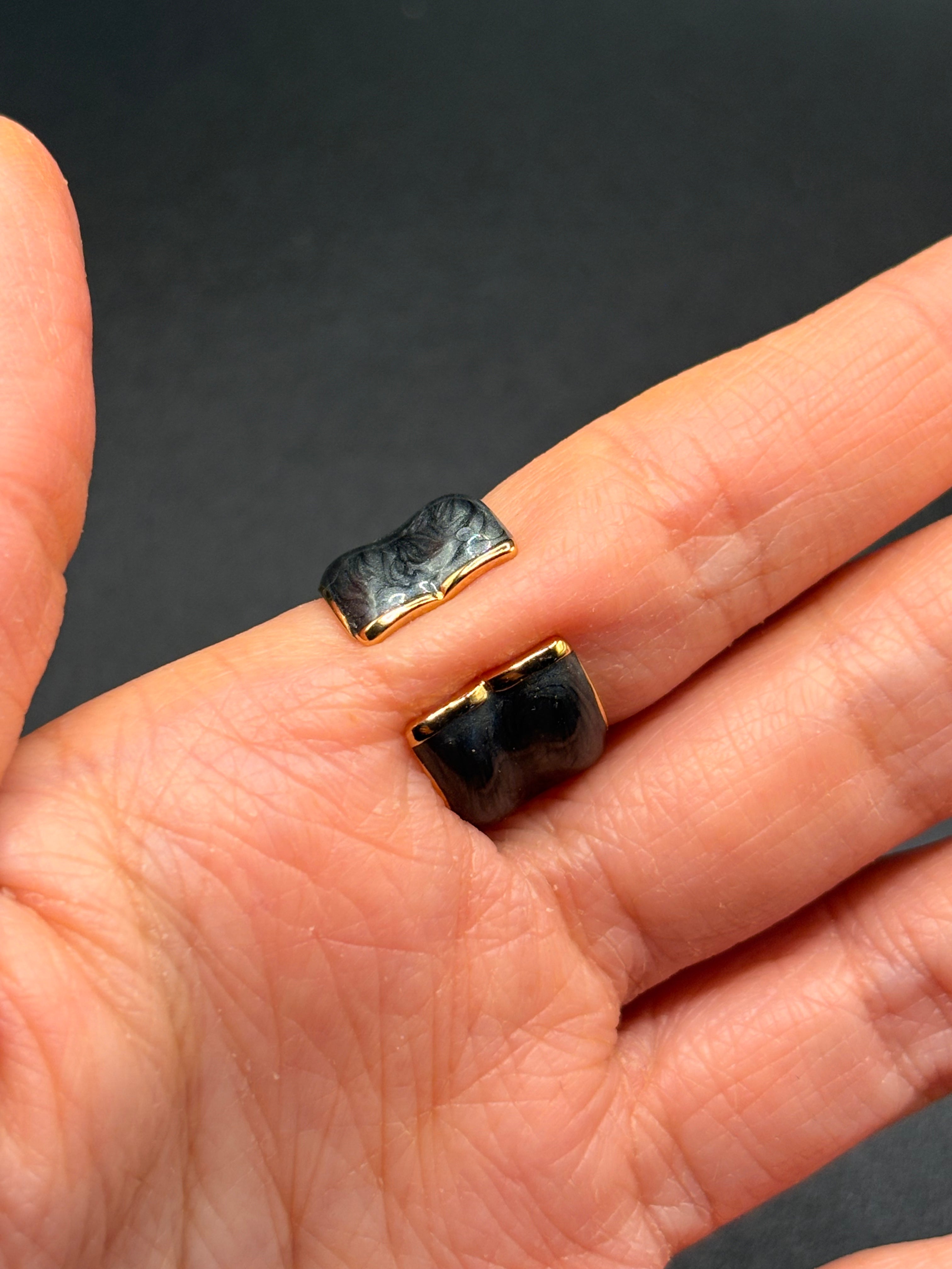 Bague Graphique Noire & Or