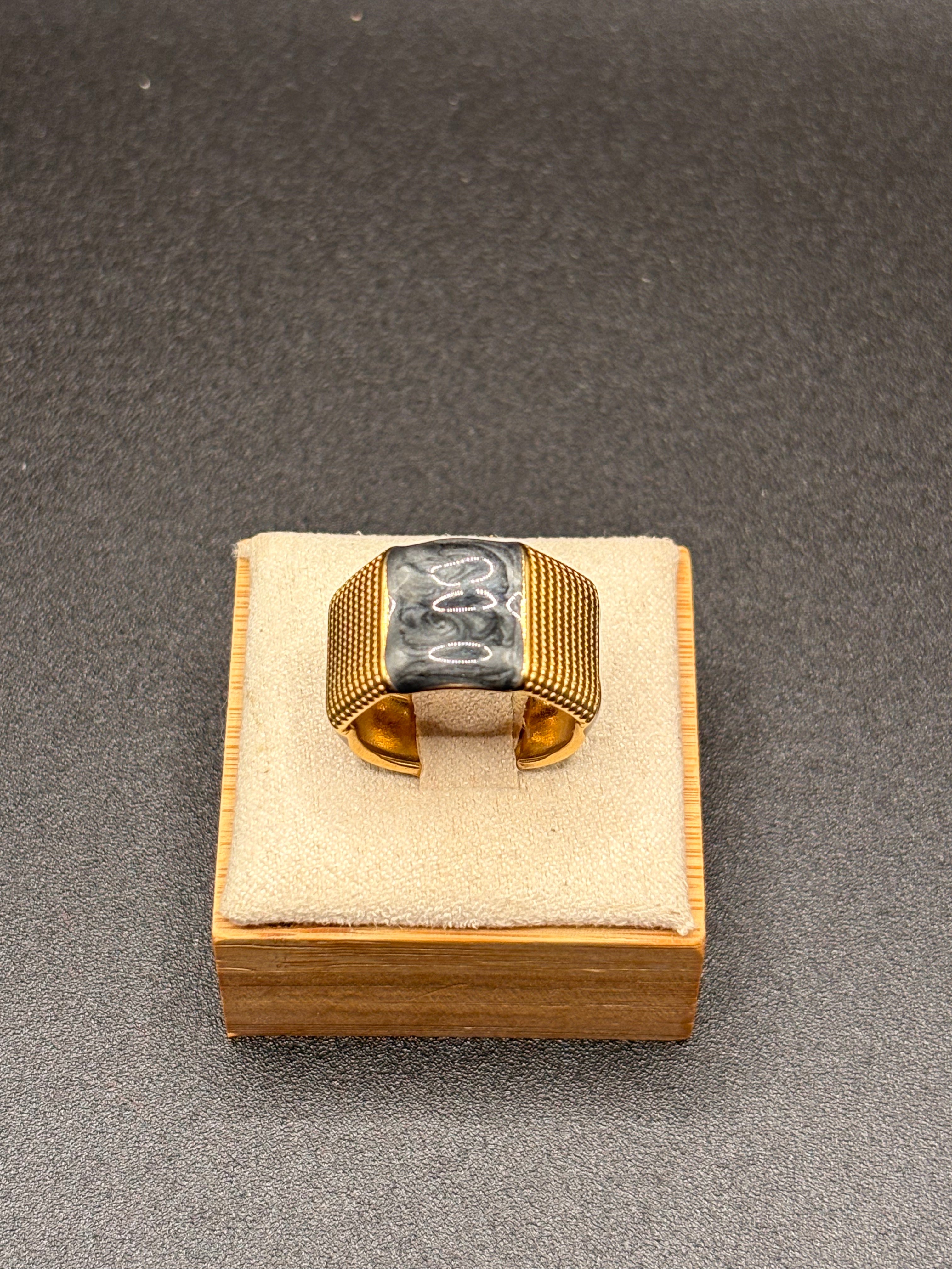 Bague Graphique Noire & Or