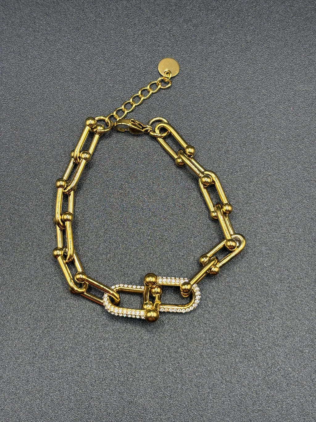 Bracelet Maillon Signature Doré Pavé