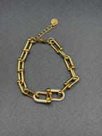 Bracelet Maillon Signature Doré Pavé