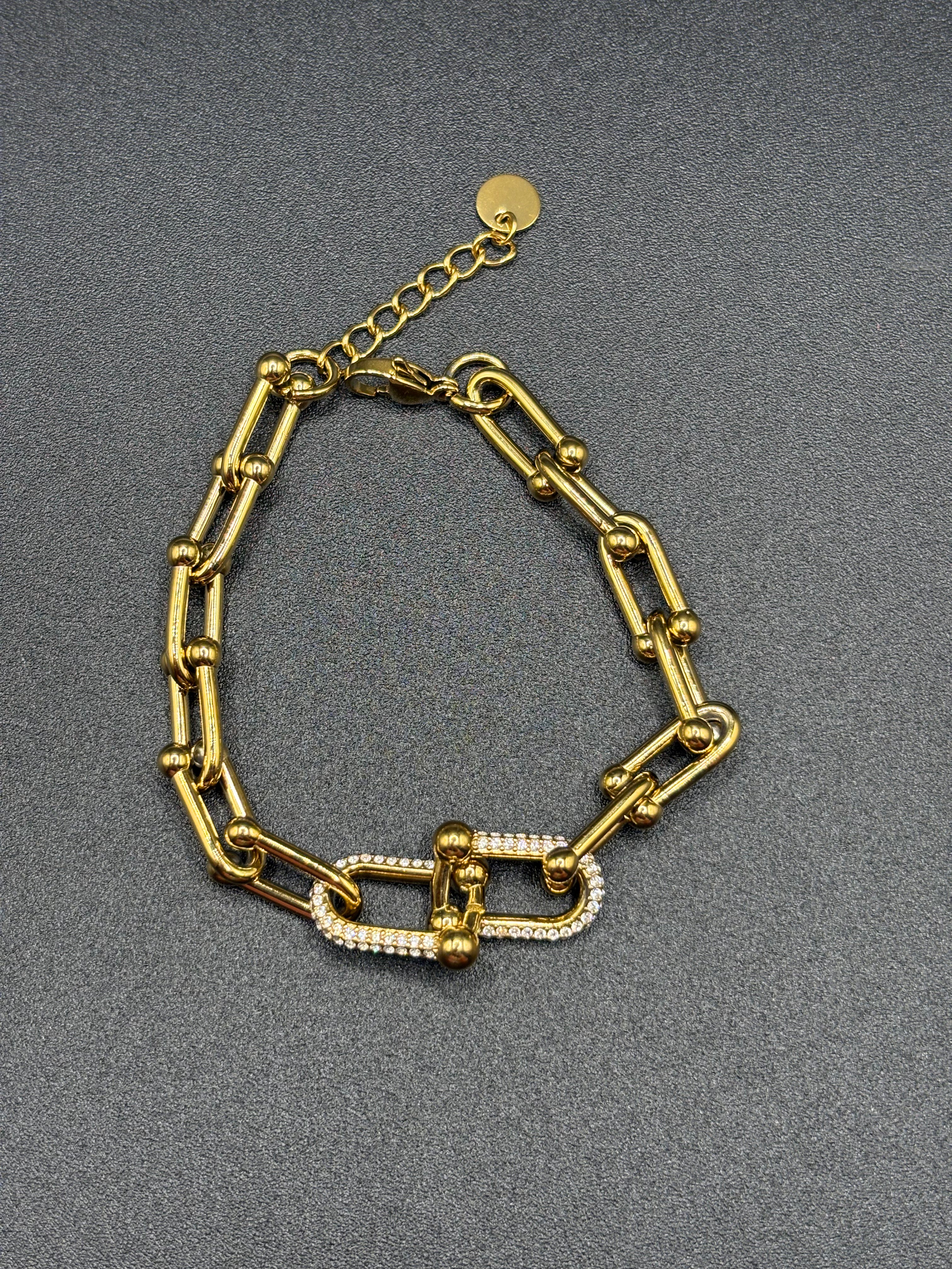 Bracelet Maillon Signature Doré Pavé