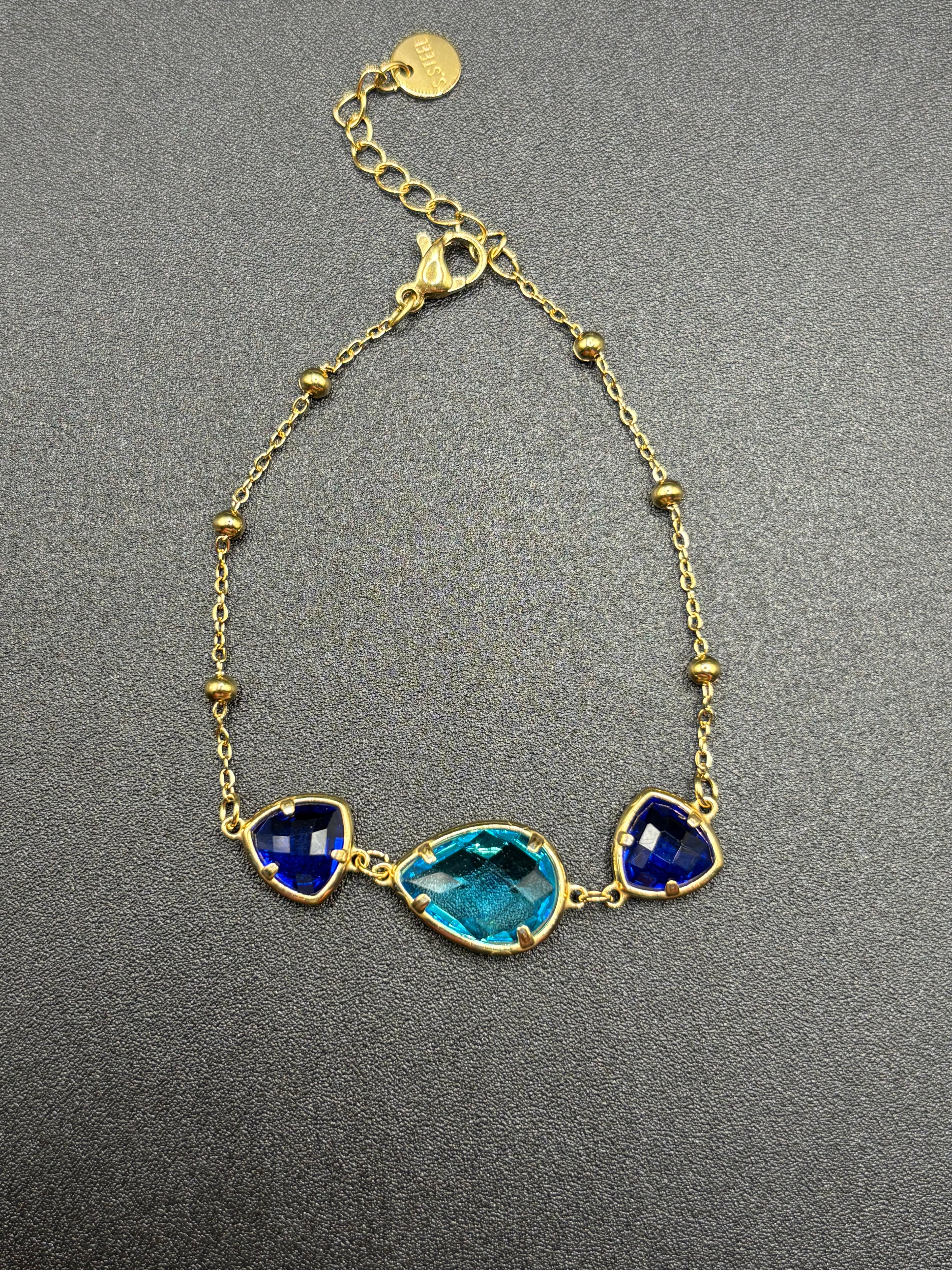 Bracelet Trilogie Saphir Doré