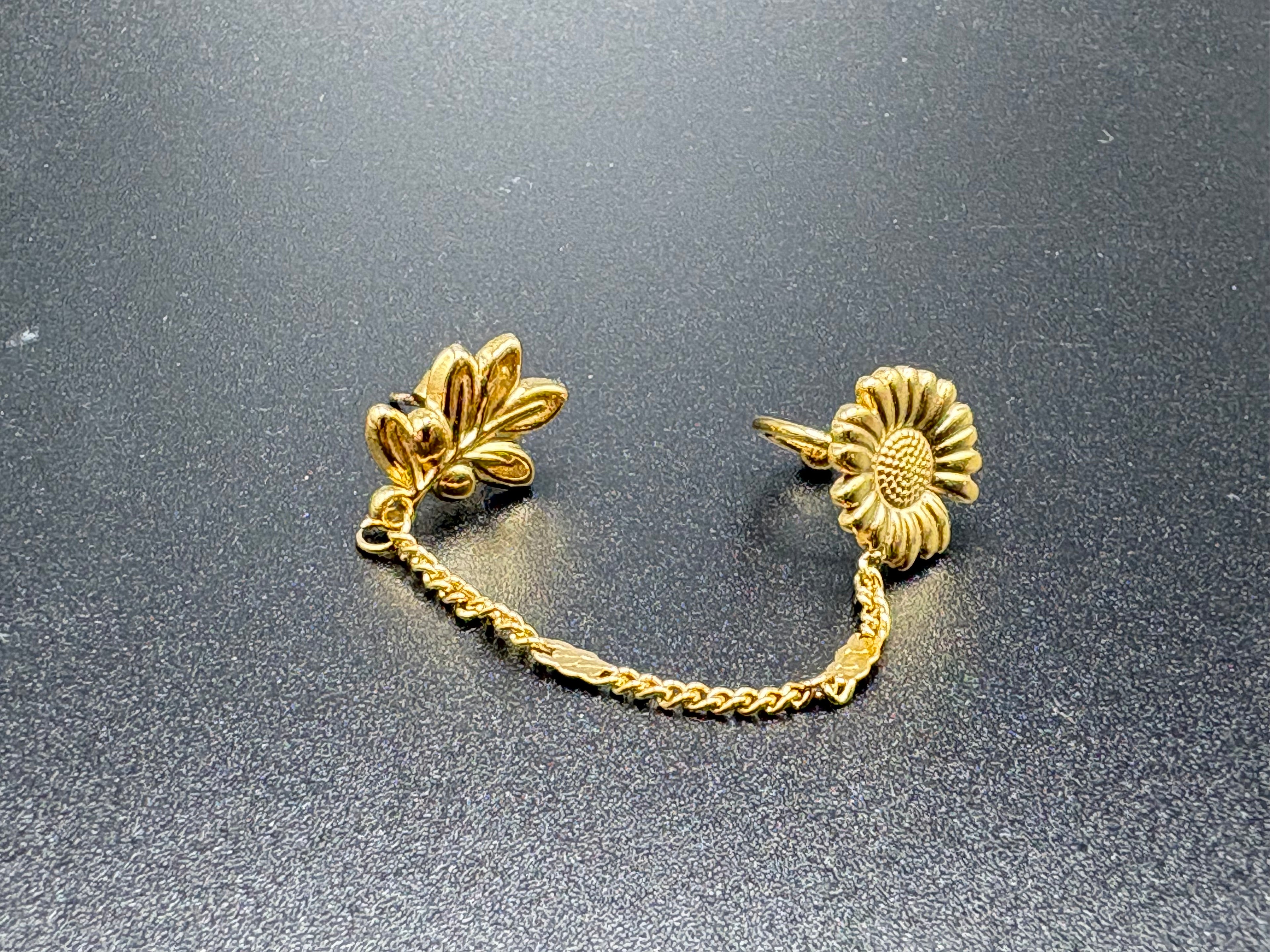 Boucle Florale Chaînée Dorée