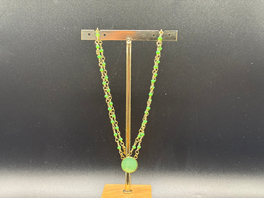Collier Jade Vert Doré