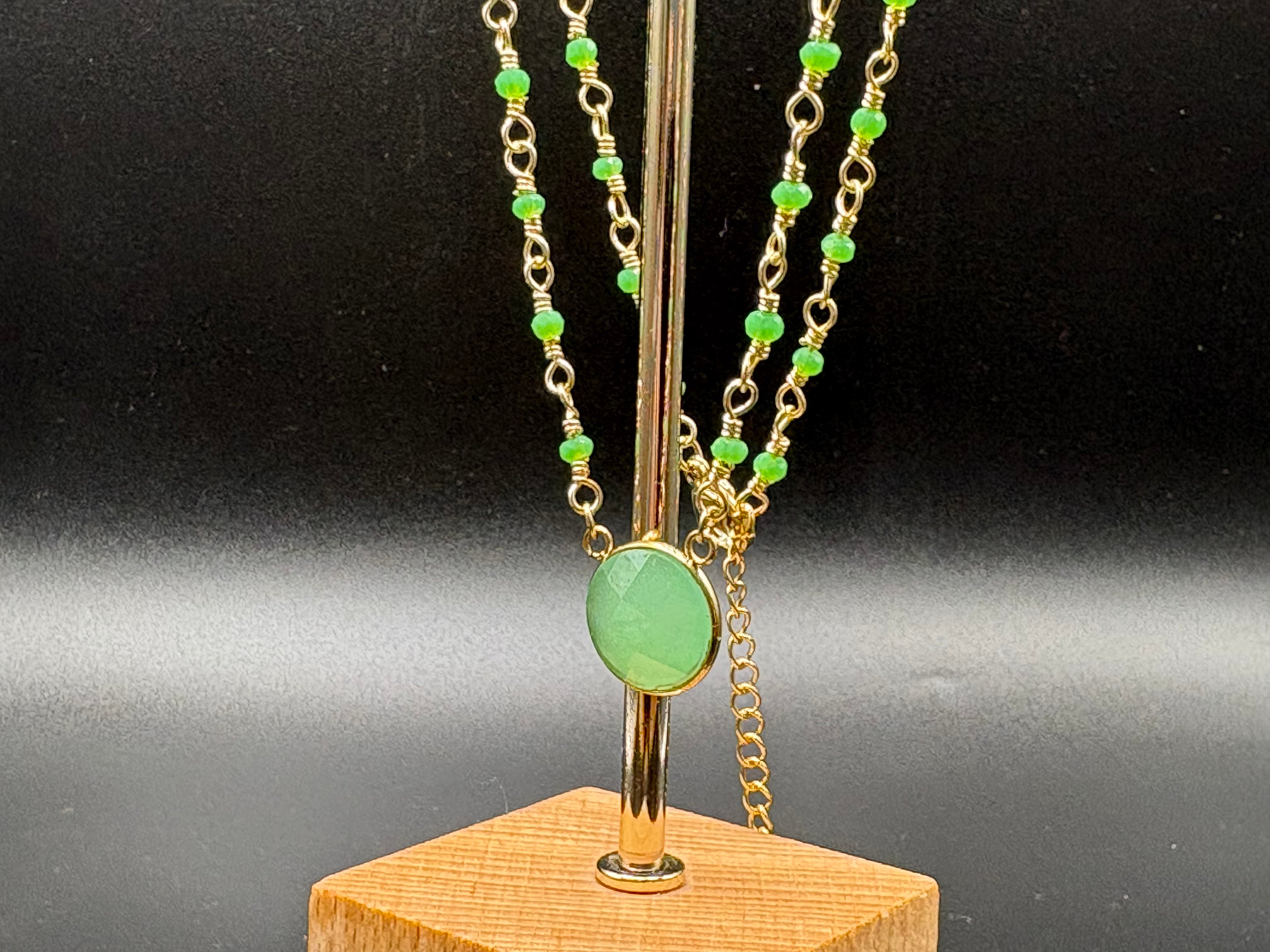 Collier Jade Vert Doré