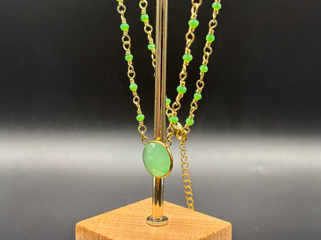 Collier Jade Vert Doré