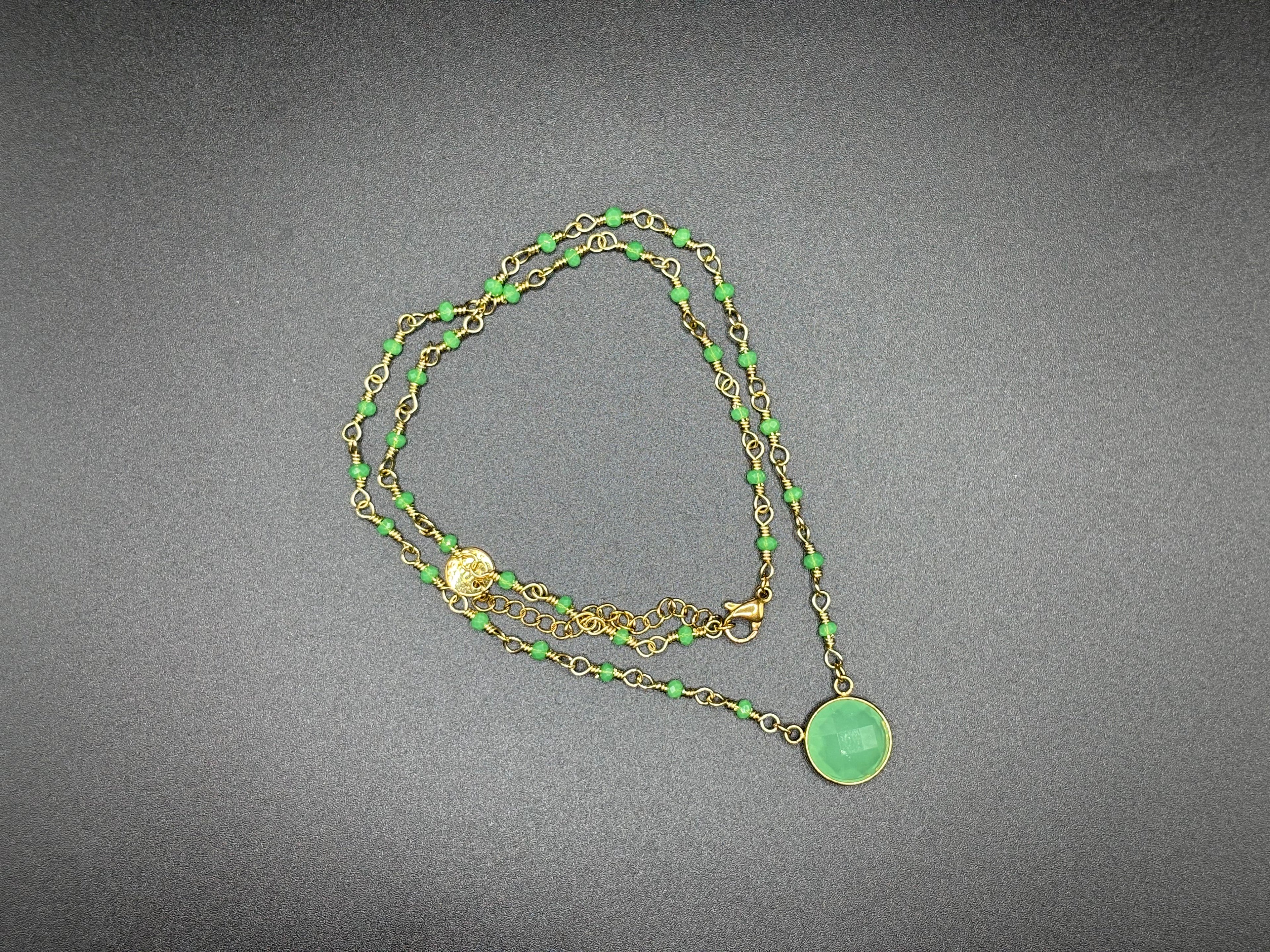 Collier Jade Vert Doré