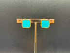Boucles d’oreilles carrées turquoise dorées