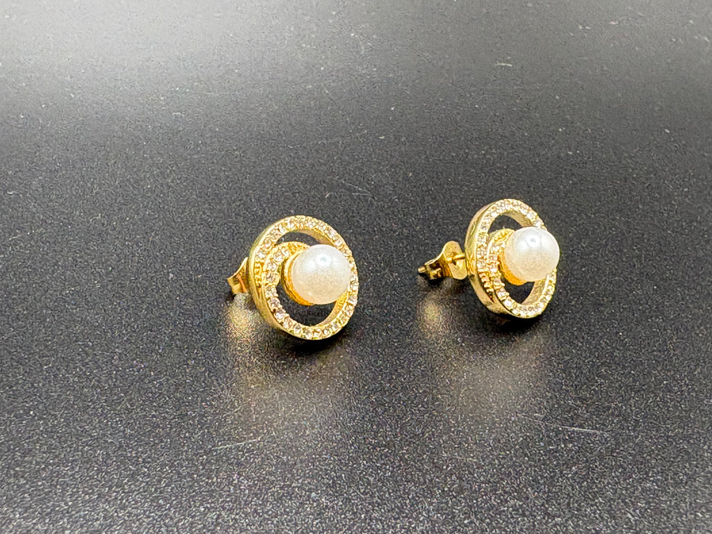 Boucles d’oreilles Perla Orbit – Doré & perle