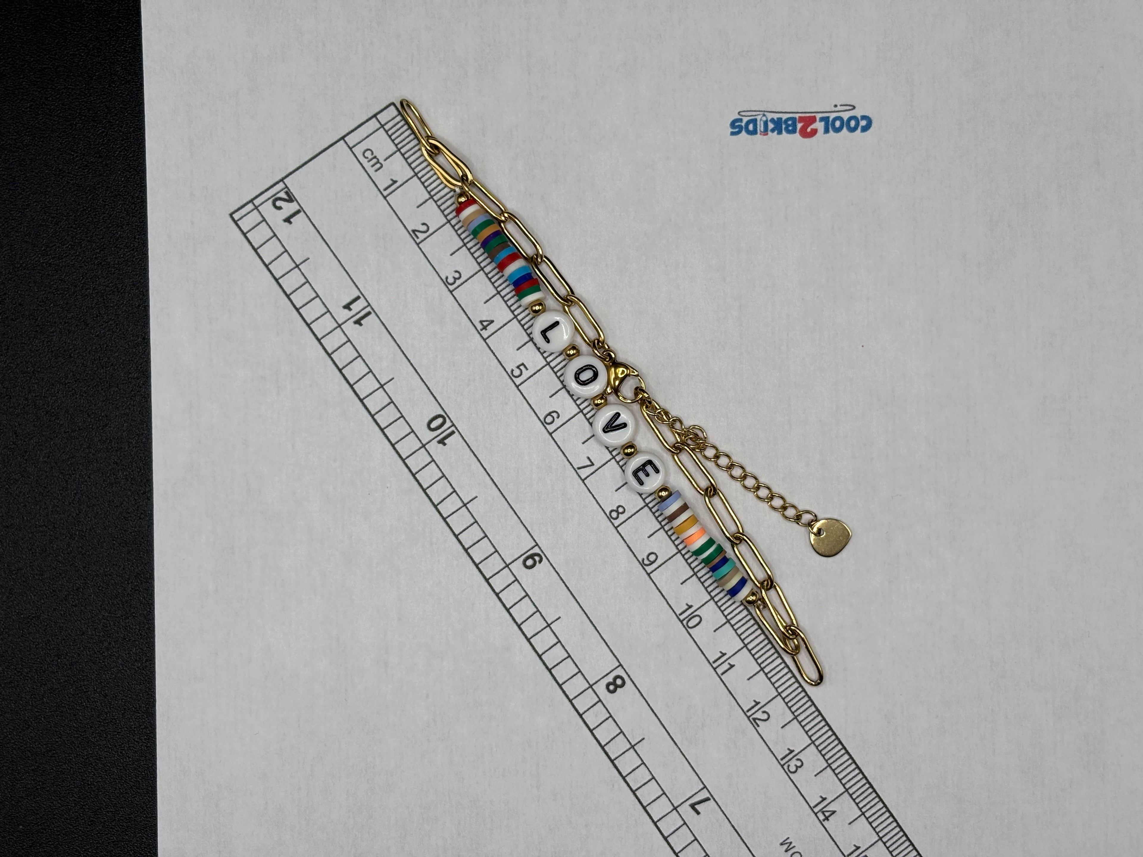 Bracelet de cheville LOVE multicolore en acier inoxydable doré