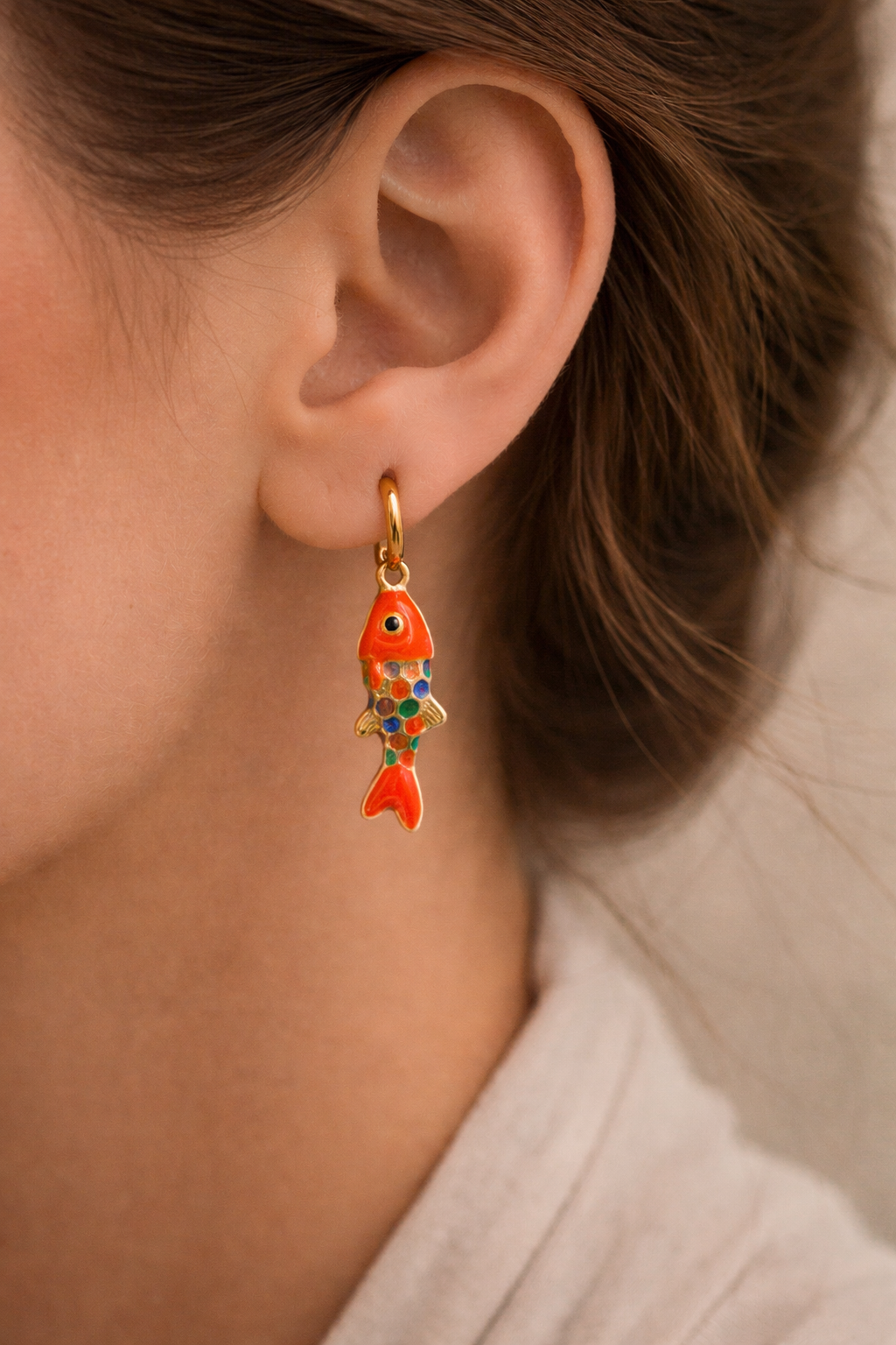 Boucles Poisson Multicolore Doré